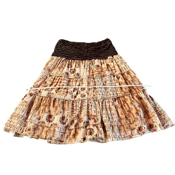 Muchacha Strapless Black and Peach Colored Tiered Midi Casual Dress Size Medium - Picture 6 of 15